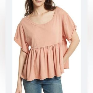 Free People peach odyssey tee in mauve pink